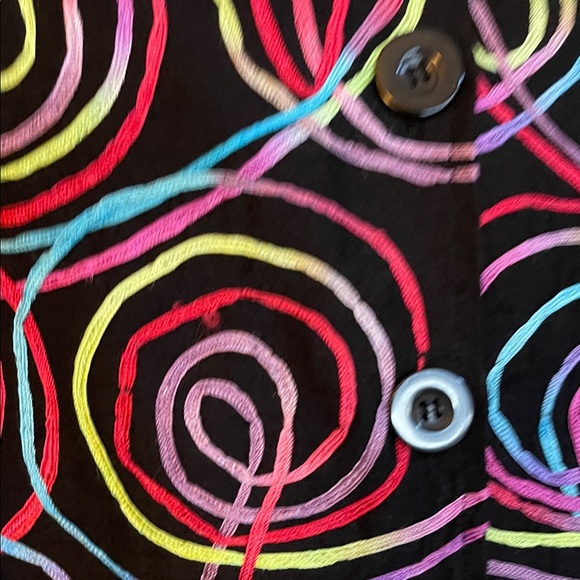 Women's Black Blazer with Vibrant Swirl Patterns - Picture 13 of 14